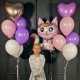 Набор из шаров розово-сиреневых с котом-единорогом