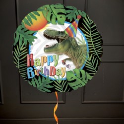 Фольгированный круг Динозавр Happy Birthday