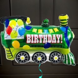 Фольгированный шар Паравозик Happy Birthday зеленый