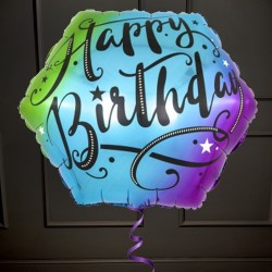 Фольгированный шар разноцветный градиент Happy Birthday