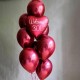 Фонтан из бордовых шаров с фольгированным сердцем