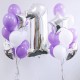 Композиция на день рождения из фиолетовых шаров с цифрой