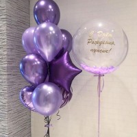 Фонтан из фиолетовых шаров с шаром Bubble