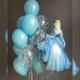 Фонтан из голубых и прозрачных шаров с фигурой Золушка