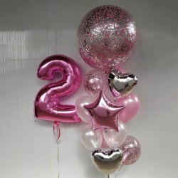 Композиция воздушные шары на день рождения Bubble и цифрой