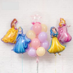 Композиция из пастельных шаров с Принцессами Дисней