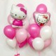 Композиция из воздушных фуксия-розовых шаров с Hello Kitty