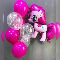 Фонтан из фуксия и прозрачных шаров с Пинки Пай My little pony