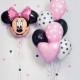 Фонтан из розовых, белых и черных шаров с сердцем и Минни Маус