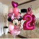 Фонтан из розовых шаров с сердцами, Минни Маус и цифрой 2