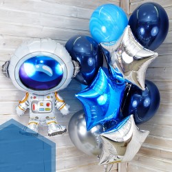 Фонтан из сине-серебряных шаров со звездами и Космонавтом