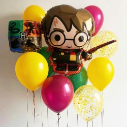 Композиция из желто-зелено-красных шаров с Гарри Поттером