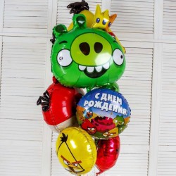 Фонтан из фольгированных шаров Angry Birds