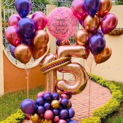 Воздушные шары на день рождения с золотой цепочкой