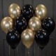 Воздушные черные и золотые хромированные шары