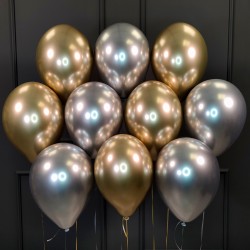 Воздушные золотые и серебряные хромированные шары