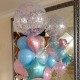 Большой шар с конфетти с розовыми и голубыми шарами