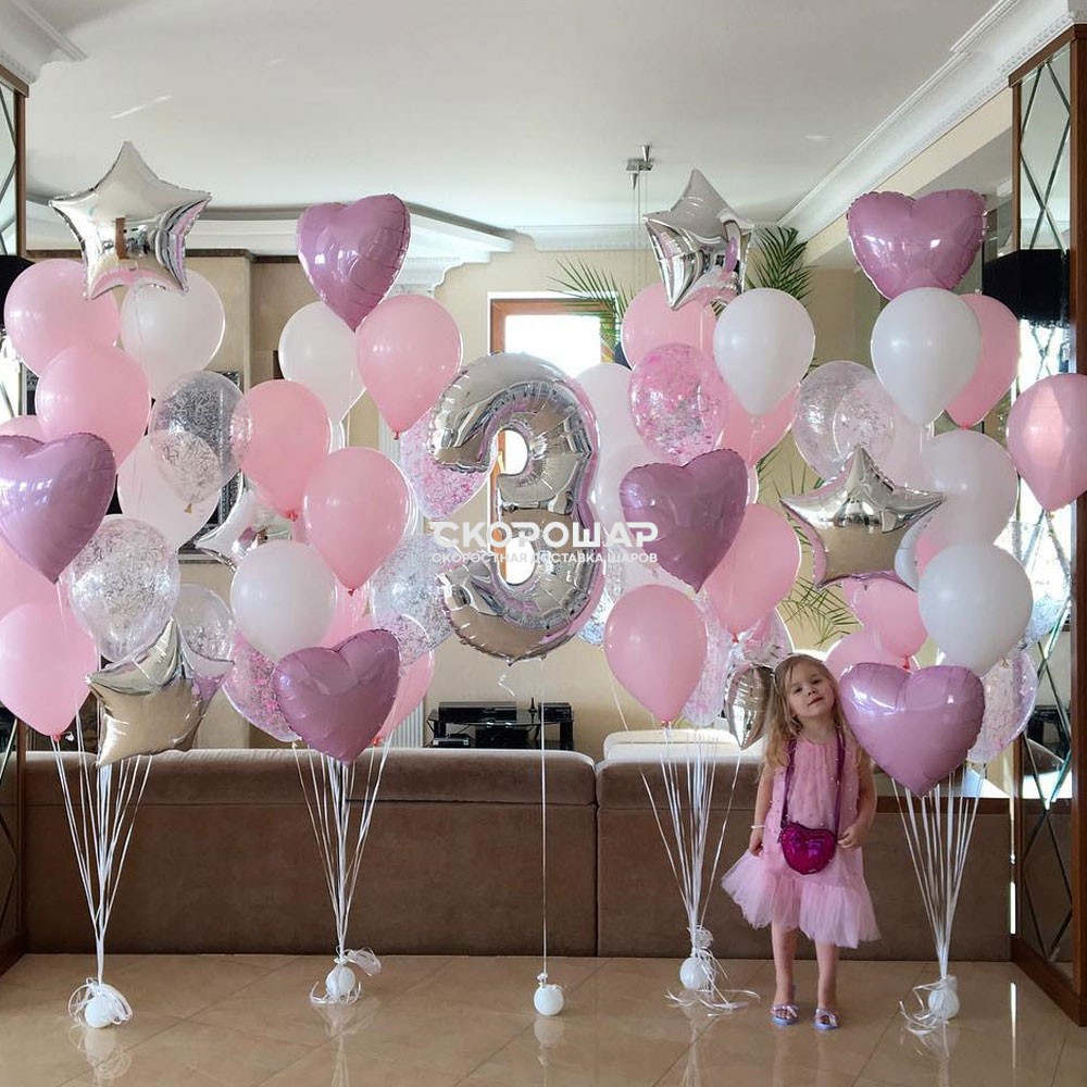 оформление шарами день рождения девочки