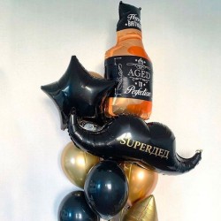 Фонтан из шаров с фигурами Виски и Усы с надписью SUPERДЕД