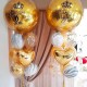 Композиция с большими шарами с золотыми конфетти и шарами агат