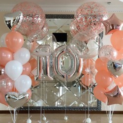 Сет с цифрой 10, персиковые и белые шары с большими шарами