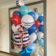 Фонтан с фольгированными шарами Якорь и большой белый шар