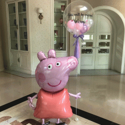 Композиция с ходячей фигурой Свинка Пеппа и Баблс шаром