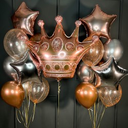 Композиция из хромированных шаров с короной розовое золото