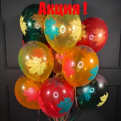 Воздушные шары Кленовые листья ассорти 50 шт