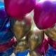Шарики под потолок золотые фуксия и синие хромированные