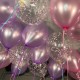 Под потолок Розовые и сиреневые шарики металлик и прозрачные 