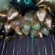 Золотые и зеленые шары под потолок 20 шт