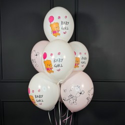 Белые и нежно розовые шарики на выписку Baby Girl