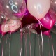 Розовые и фуксия шарики со звездами под потолок 20 шт