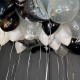 Белые черные и серебряные шары со звездами под потолок 20 шт
