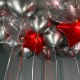 Серебряные шары под потолок с красными звездами 15 шт