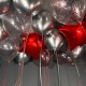 Серебряные шары под потолок с красными звездами 15 шт