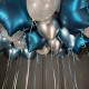 Синие и серебряные шарики со звездами под потолок 20 шт