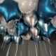 Синие и серебряные шарики со звездами под потолок 20 шт
