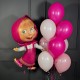 Фонтан из белых и розовых шаров с Машей