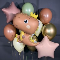 Композиция из шаров с коричневым динозавриком