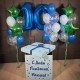 Большая композиция синих и голубых шаров с коробкой и цифрами
