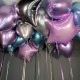 Сиреневые голубые и серебряные шары со звездами под потолок 