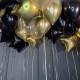 Черные и золотые шарики со звездами под потолок 20 шт