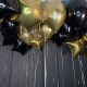 Черные и золотые шарики со звездами под потолок 20 шт