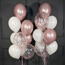 Набор шаров белых и розовых и прозрачных с конфетти