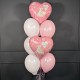 Фонтан из бело розовых шаров с сердцами на День Матери