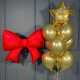 Сет из хромированных золотых шаров со звездой и красным бантом