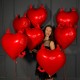 Фольгированные красные сердца с рожками на день влюбленных