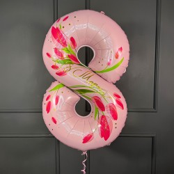 Фольгированная цифра нежно розовая на 8 марта 